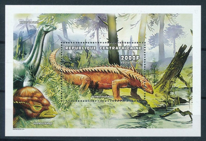 [106115] Central African Republic 1999 Prehistoric animals dinosaurs Sheet MNH