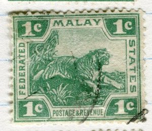 MALAYA STRAITS SETTLEMENTS;  FED STATES 1904 Tiger issue used 1c. value, Shade