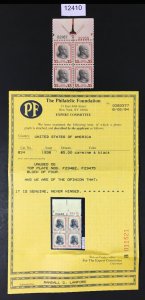 US # 834 PLATE BLOCK OF 4 MINT OG NH XF *** PF CERT *** CAT. $400 LOT #12410
