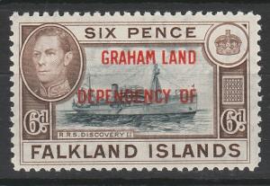 GRAHAM LAND 1944 KGVI SHIP 6D MNH **