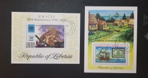 LIBERIA Used CTO Souvenir Sheet Lot UNICEF American Independence T37