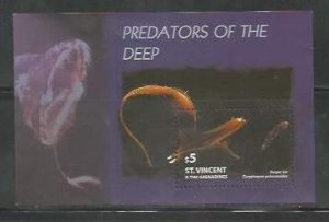 ST. VINCENT GRENADINES - Predators of the Deep-Perf Souv Sheet-Mint Never Hinged