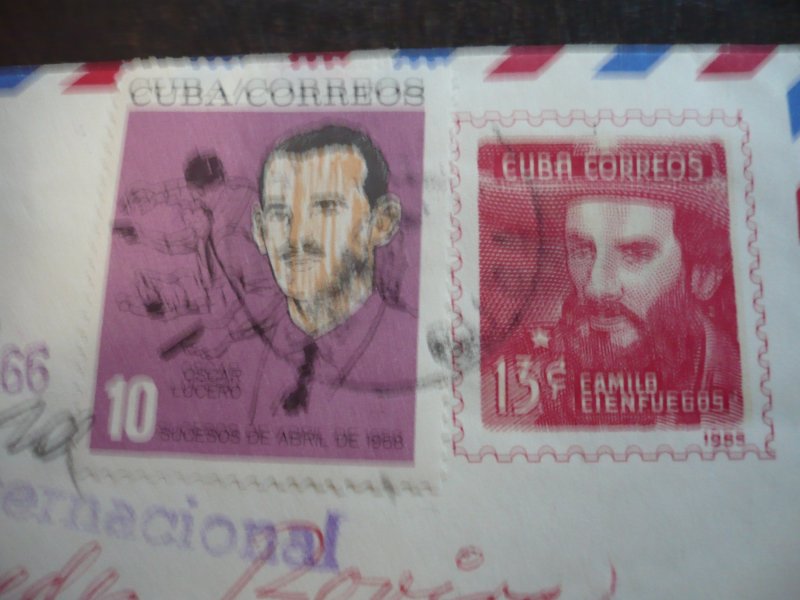 Stamps - Postal History - Cuba - Scott#823 and 13c Aerogram printed stamp