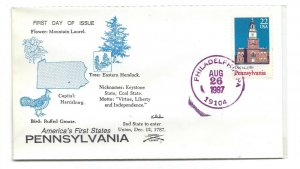 2337 Pennsylvania Statehood Bicentennial, Colonial U/O Philadelphia FDC