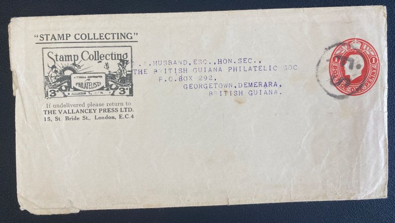 1900s England Stationery Wrapper Cover To Georgetown British Guiana Stamp Collec