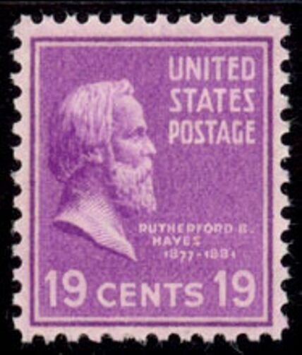 1938 19c Rutherford B. Hayes, 19th President Scott 824 Mint F/VF NH