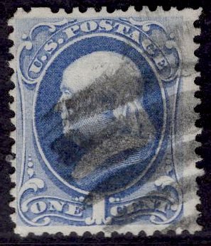 US Stamp #156 1c Ultramarine Franklin USED SCV $5.50