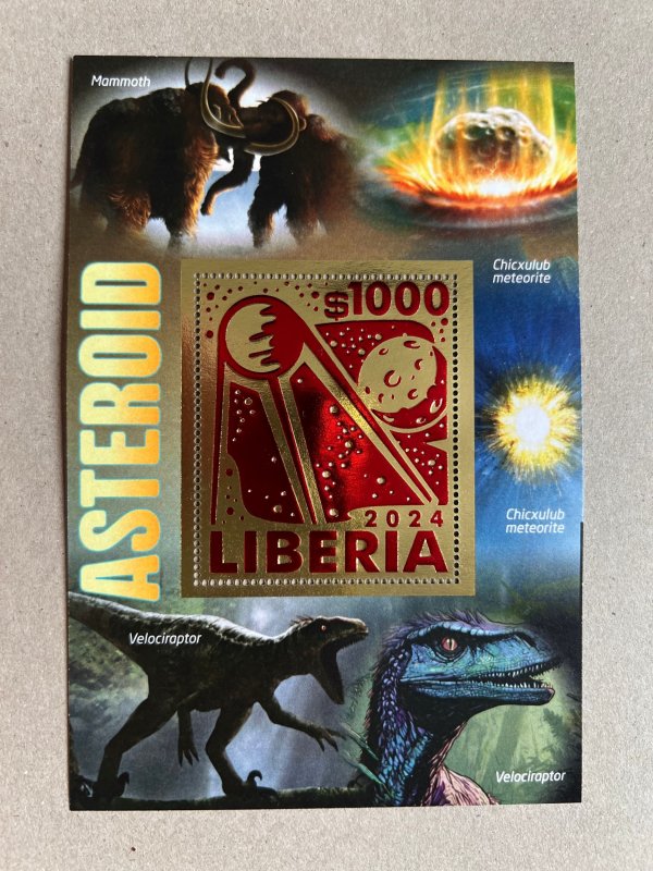 Meteorites, Dinosaurs, Mammoths 2024 year 10 blocks Foil. Gold perforated
