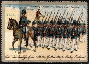Vintage Germany Poster Stamp Prussian Grenadier Regiment Infantry Parade