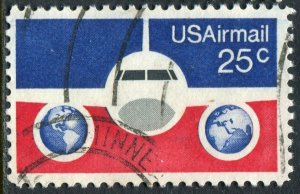 C89 25c Plane & Globes Air Mail Used