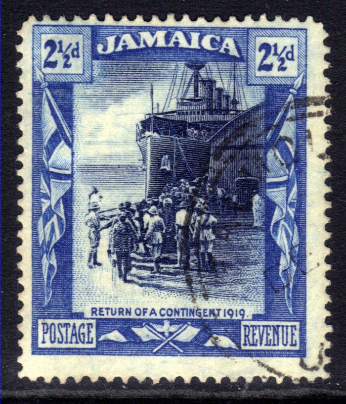 Jamaica 1921 - 29 KGV 2 1/2d Return of war Contingent Used SG 98 ( L1005 )