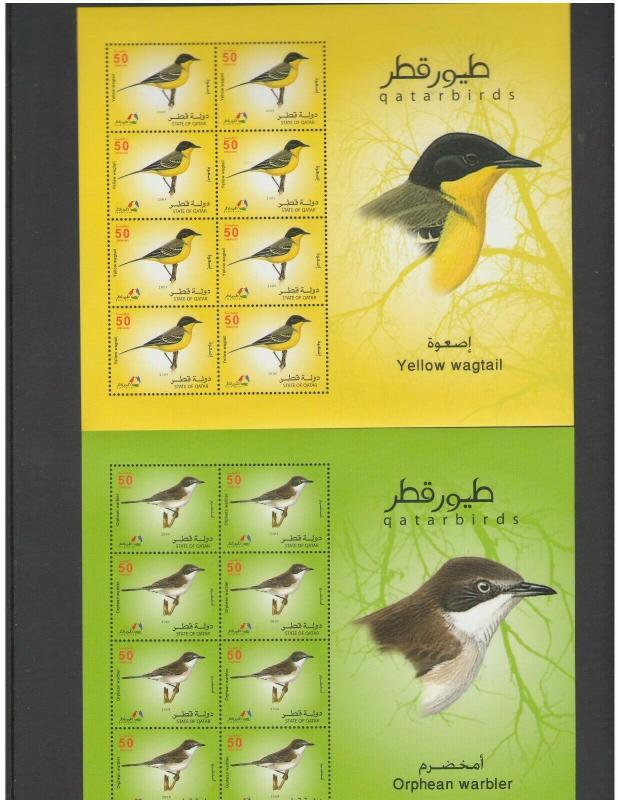 QATAR: Sc. 1053-60** B I R D S  **/ Sheet of 8 each + SS + Booklet / MNH3 Images