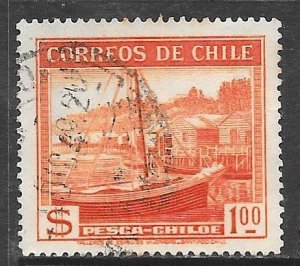 Chile 205: 1p Calbuco (fishing boat), used, F-VF