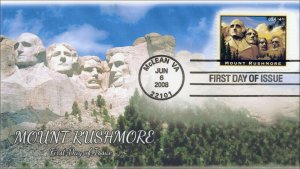 AO-4268, 2008, Mount Rushmore, Add-on Cover, First Day Cover, Priority $4.80,