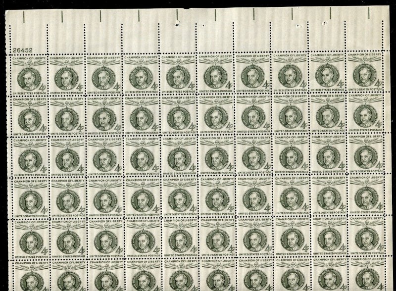 1136 Ernst Reuter Sheet of 70 4¢ Stamps MNH 1959