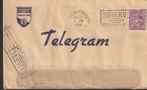 #252 Perfin Cover, Canadian Pacific Telegram