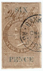 (I.B) New Zealand Revenue : Stamp Duty 6d (inverted watermark)