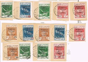 Italy Fiume 1920 Sc 104-112,114-116,119-120 on piece