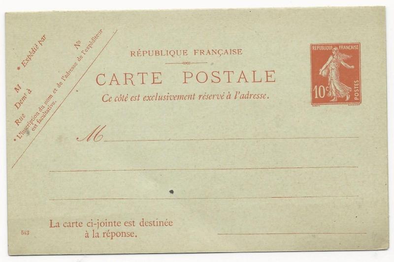 France Michel #P25 H&G #68 Unused Postal Card 1907