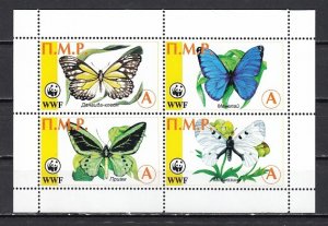 Transnistria, Russian Local. 17-20 issue. Butterflies-WWF sheet of 4. ^