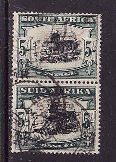 South Africa-Sc#65-used pair-5sh brt grn & blk-Ox Wagon-1