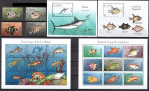 1996	St Vincent and grenadines	marine life fish set+2klb+2s/s MNH	243