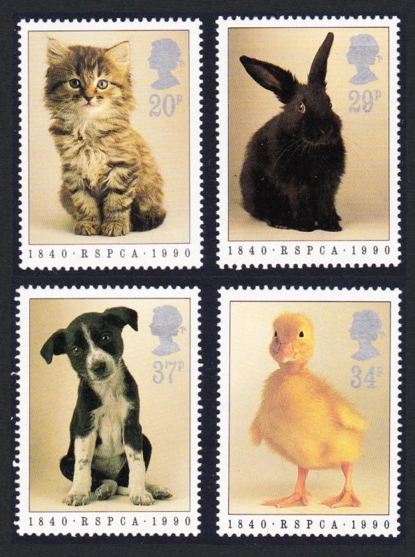 Great Britain Pets Kitten Puppy Rabbit Animals 4v 1990 MNH SG#1479-1482