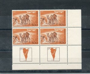 Israel Scott #25 1950 Negev Camel Right Marginal Tab Block of Four MNH!!