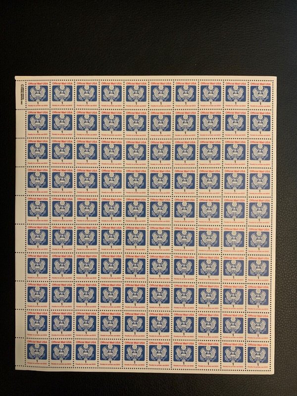 Scott O143 - MNH Sheet of 100 - 1 ct Official Mail  - 1989 with small problem