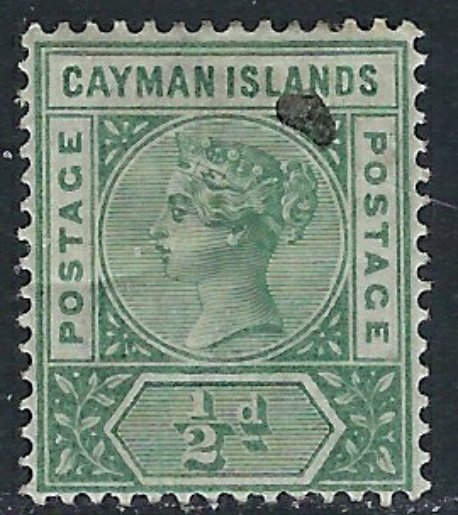 Cayman Is #1 MH 1900 issue; ink spot top right (ak3638)