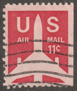 USA, stamp, Scott#C78A,  used, hinged,  11 cents, red, plane