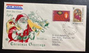 1969 Shepparton Australia First Day Cover FDC To Canada Christmas Greetings