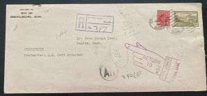 1947 Gravelbourg Canada Cover To Regins W Acknowledgement Of Receipt Card