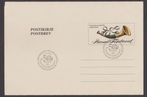 FINLAND-1986 AIRMAIL AEROGRAMME WITH 50 YEARS OF PHILATELIC SERVICE CANCL.