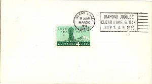 VINTAGE US SLOGAN CANCEL COVER DIAMOND JUBILEE CLEAR LAKE SOUTH DAKOTA 1959