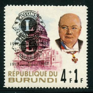 BURUNDI 4f+1f  WINSTON CHURCHILL WITH DOUBLE LIONS CLUB OVERPRINT ⁬MINT NH