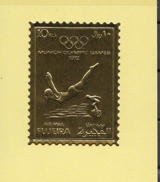 Fujeira, Mi cat. 1282 B. Munich Olympic Swimmer Gold Foil issue. ^