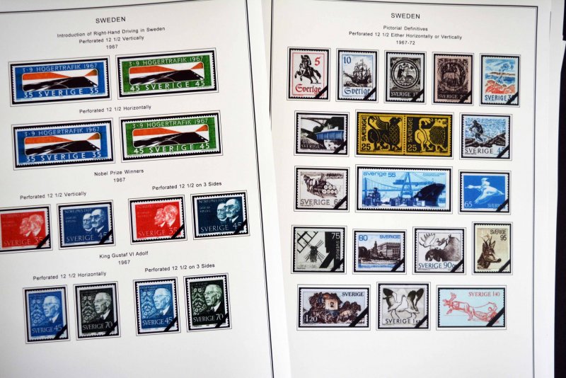 COLOR PRINTED SWEDEN 1941-1970 STAMP ALBUM PAGES (47 illustrated pages)