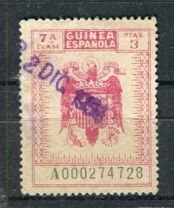 GUINEA ESPANOLA; Early 1900s fine used Revenue issue used 3P. value