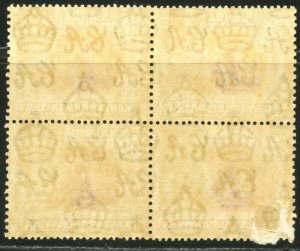 KUT Sc#79a SG144 Block of 41938 KGVI 50c Perf Variety Mint H & NH