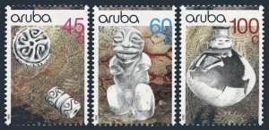 Aruba 61-63,MNH.Michel 80-82. Archeological discoveries 1990.Tools,Stone figure,