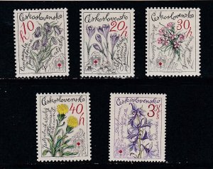 Czechoslovakia, # 2227-2231, Mountain Flowers, Mint NH, 1/2 Cat.