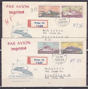 Czechoslovakia, Scott cat. 961-964. Various Ships. Reg`td First day covers. ^