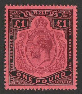 BERMUDA 1918 KGV £1 purple & black on red.