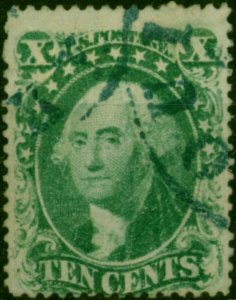 U.S.A 1857 10c Green SG35 Type I P.15 x 15.5 Fine Used Scarce