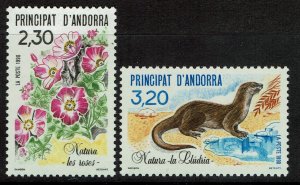 Andorra French #393-394  MNH - Roses Otter (1990)