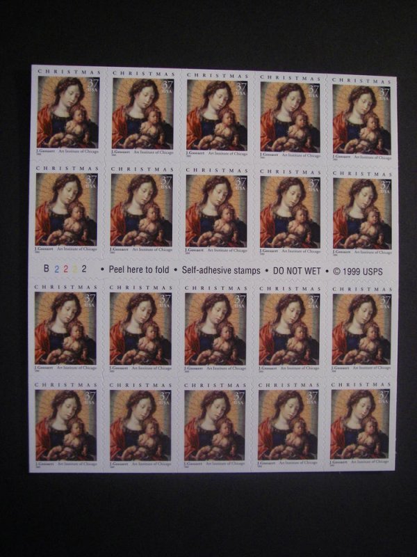 Scott 3675a, 37c Christmas Madonna & Child, Booklet of 20, #B2222, MNH Beauty