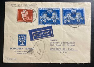 1951 Leipzig East Germany DDR Airmail First Day Cover FDC To Brooklyn NY USA #92