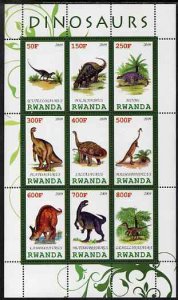 RWANDA - 2009 - Dinosaurs #2 - Perf 9v Sheet - MNH - Private Issue