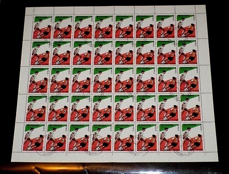 NICARAGUA,1989, WORLD CUP SOCCER, C$100., SHEET/40, SCARCE!, CTO,#1 NICE! LQQK!